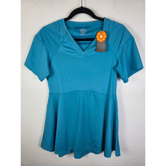 Copper Life Tops - Copper Life Tahitian Teal Peplum Short Sleeve Shirt XL‎ V-Neck Copper Znergy